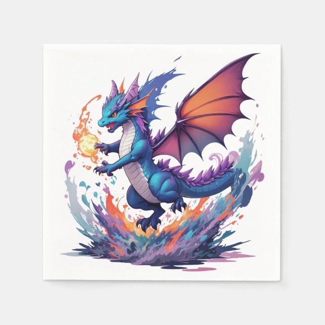 Dragon with fireball napkin (Front)