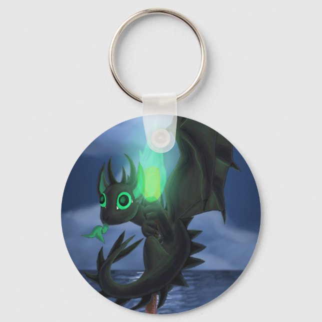 Dragon With Green Fire Key Ring (Front)