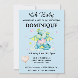 Dragon With Heart - Baby Shower Invitation