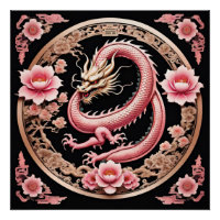 Dragon with Pink Flowers