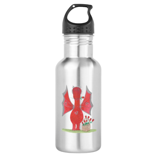 Dragon with Red Roses 532 Ml Water Bottle (Front)