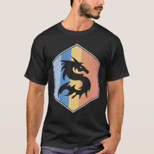 Dragon With Retro Colours In A Hexagon T-Shirt