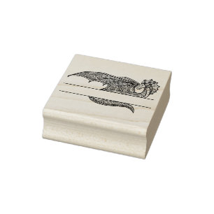 Dragon With Space For Name Rubber Stamp