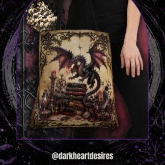 Dragon with Stack of Books Tote Bag