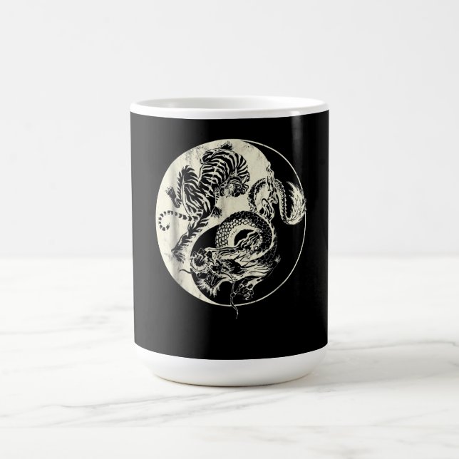 Dragon With Tiger Tattoo YIN And Yang Beast Fight Coffee Mug (Center)