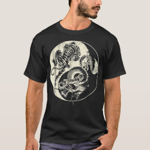 Dragon With Tiger Tattoo YIN And Yang Beast Fight T-Shirt