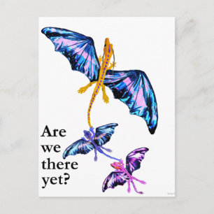 dragon with two kids postcard