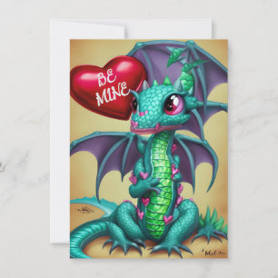 Dragon with Valentine Heart Card