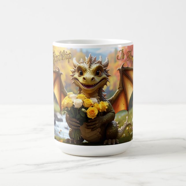 Dragon with yellow roses. 15-ounce mug (Center)