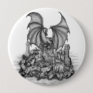 Dragon with Zombie 10 Cm Round Badge