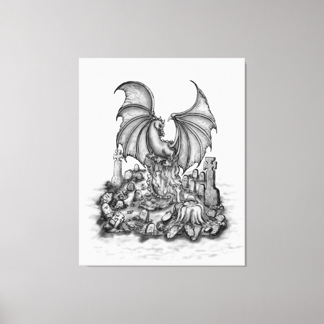 Dragon with Zombie Canvas Print (Front)