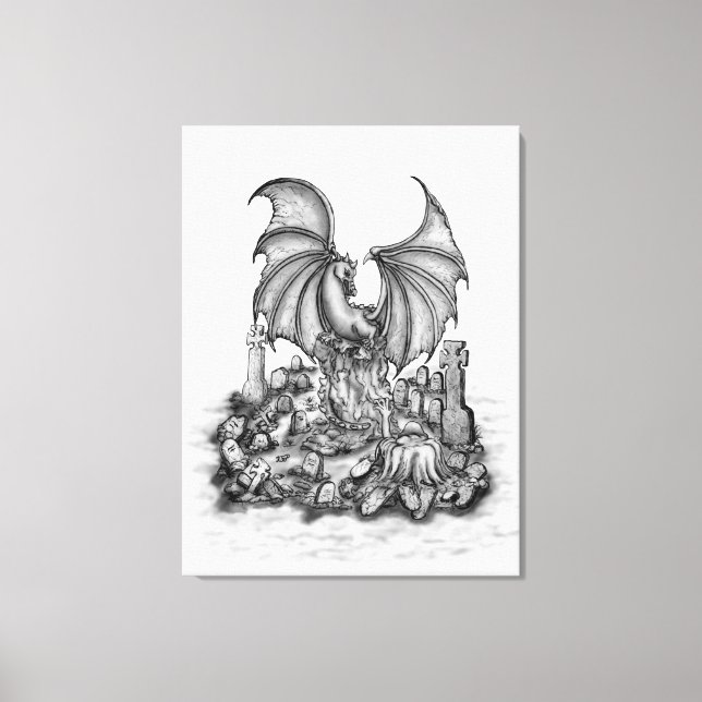 Dragon with Zombie Canvas Print (Front)