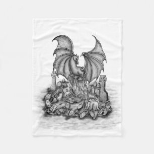 Dragon with Zombie Fleece Blanket