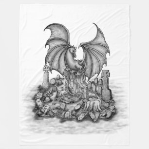 Dragon with Zombie Fleece Blanket