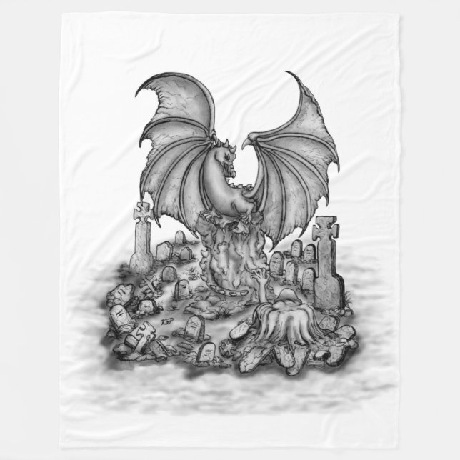 Dragon with Zombie Fleece Blanket (Front)