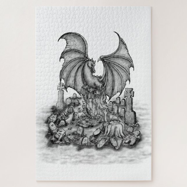 Dragon with Zombie Jigsaw Puzzle (Vertical)