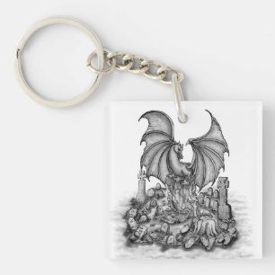 Dragon with Zombie Key Ring