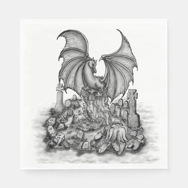 Dragon with Zombie Napkin (Front)