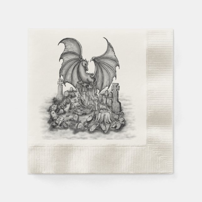 Dragon with Zombie Napkin (Front)