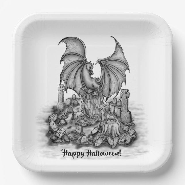 Dragon with Zombie Paper Plate (Front)