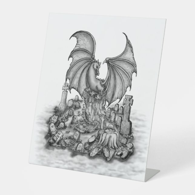 Dragon with Zombie Pedestal Sign (Front)