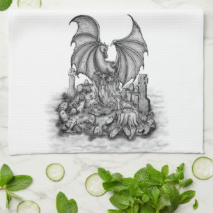 Dragon with Zombie Tea Towel