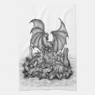 Dragon with Zombie Tea Towel