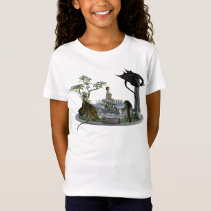 Dragon Wolf and Elf Fantasy Scene T-Shirt