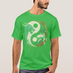 Dragon Wolf Yin Yang Chinese Mythical Zen Men Wome T-Shirt