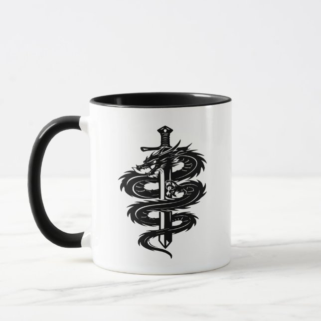 Dragon Wrapped Sword Tattoo Style Mug (Left)