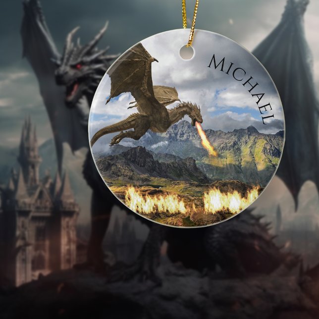 Dragon Wyvern Fire Breathing Fantasy Ceramic Tree Decoration (Creator Uploaded)