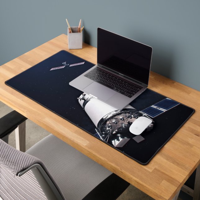 Dragon Xl Spacecraft Approaching A Lunar Gateway. Desk Mat (Office 2)
