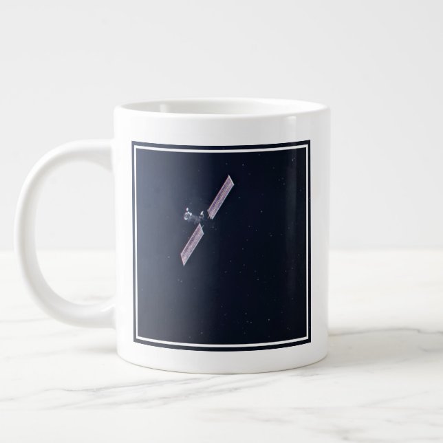 Dragon Xl Spacecraft Approaching A Lunar Gateway. Large Coffee Mug (Left)