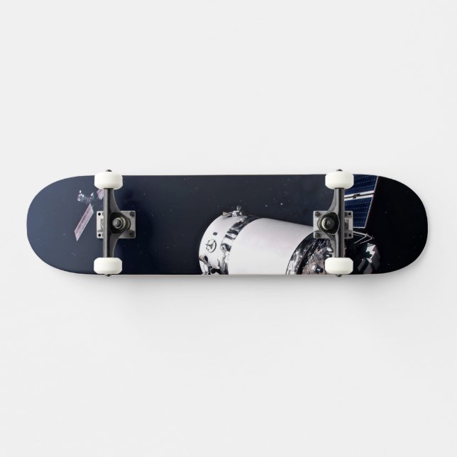 Dragon Xl Spacecraft Approaching A Lunar Gateway. Skateboard (Horz)