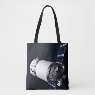 Dragon Xl Spacecraft Approaching A Lunar Gateway. Tote Bag
