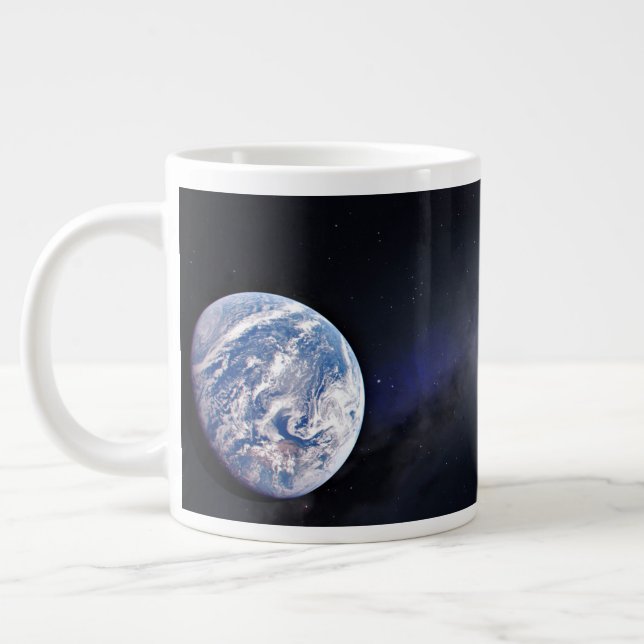Dragon Xl Spacecraft With Planet Earth In Distance Large Coffee Mug (Left)