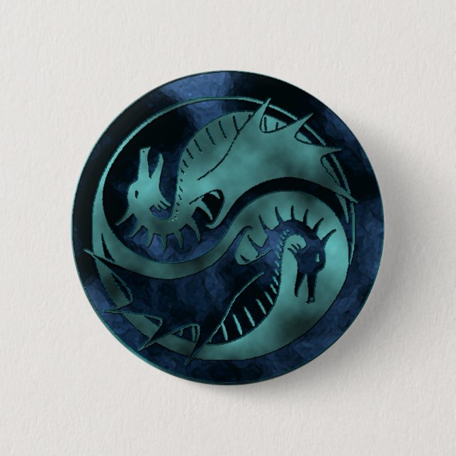 Dragon Yin Yang 6 Cm Round Badge (Front)
