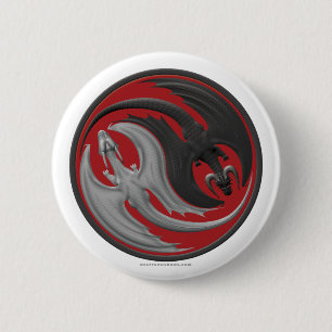 Dragon Yin-Yang 6 Cm Round Badge
