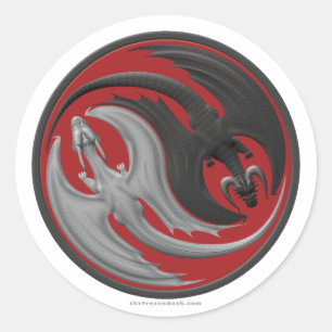 Dragon Yin-Yang Classic Round Sticker