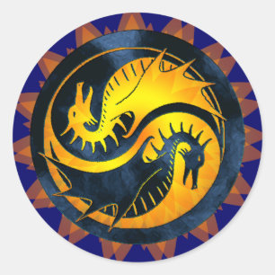 Dragon Yin Yang Classic Round Sticker