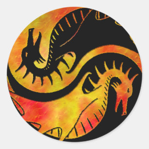 Dragon Yin Yang Classic Round Sticker