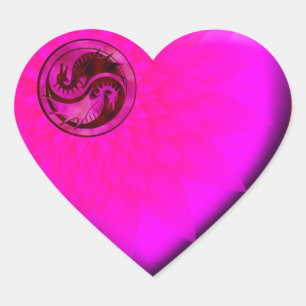 Dragon Yin Yang Heart Sticker