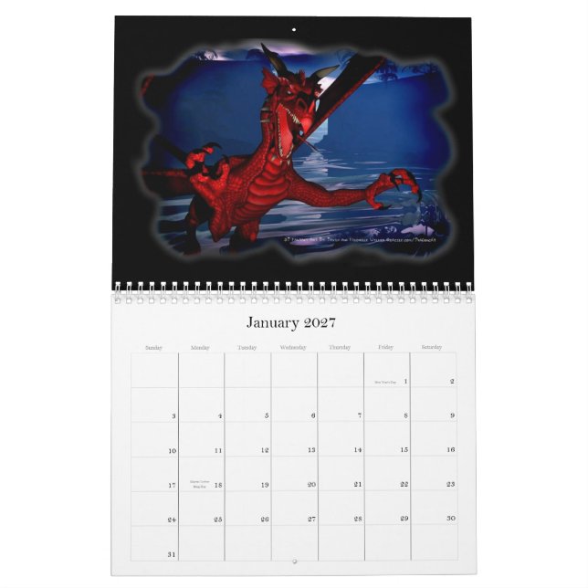 DragonCat Designs  2009 3D Dragons Calendar (Jan 2027)