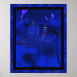 Dragoncats Blue Mist Dragon Fantasy Poster