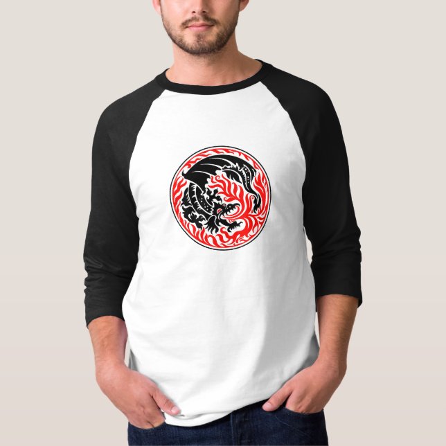Dragoncircle - Black with Red Fire T-Shirt (Front)