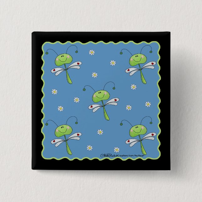 Dragonflies and Daisies 15 Cm Square Badge (Front)