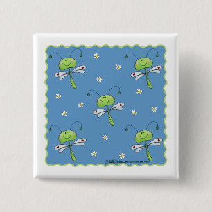 Dragonflies and Daisies 15 Cm Square Badge