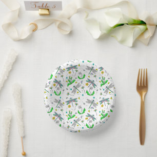 Dragonflies and Dandelions Paper Plate
