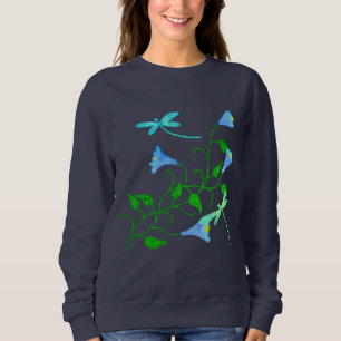 Dragonflies and Flowers Abstract Art to Wear Sweatshirt