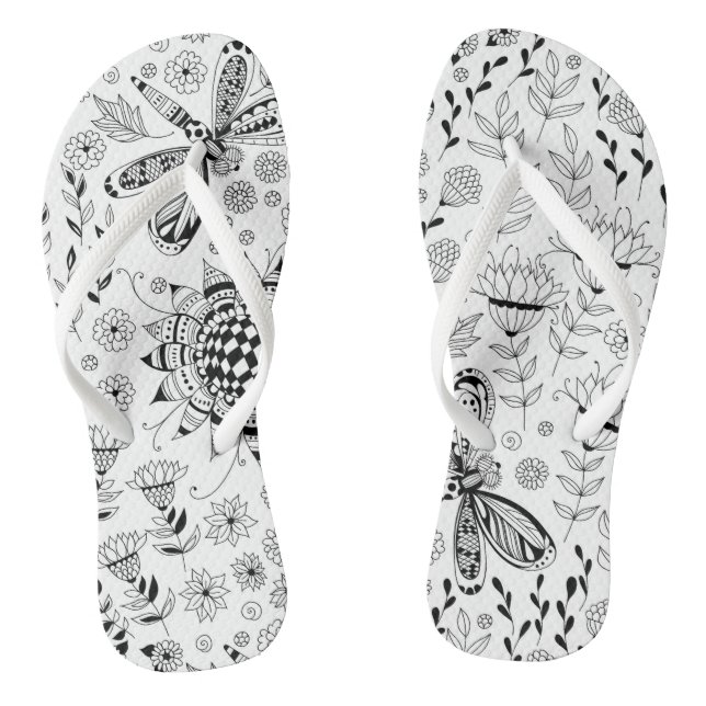 Dragonflies and flowers flip flops (Footbed)